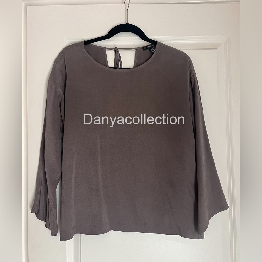 Eileen Fisher XS gray silk blouse